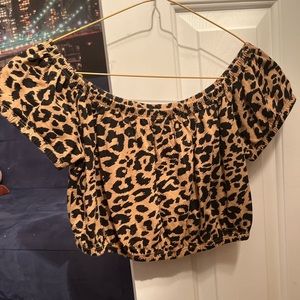 Hollister Cheetah Print Off The Shoulder Top